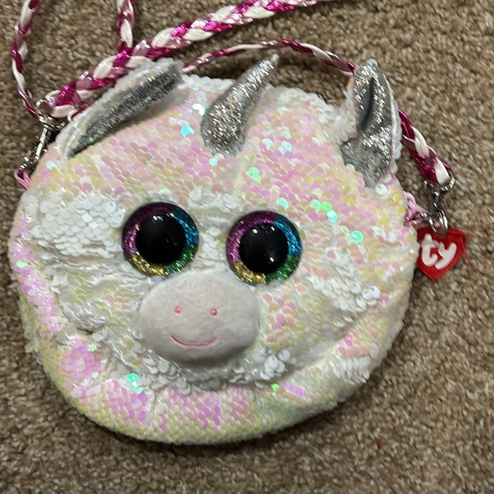 Ty Unicorn Sequin Bag - White and Silver